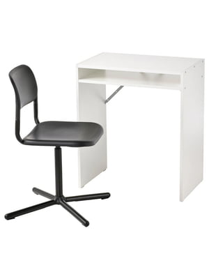 Письмовий стіл і стілець білий/чорний | 6693763