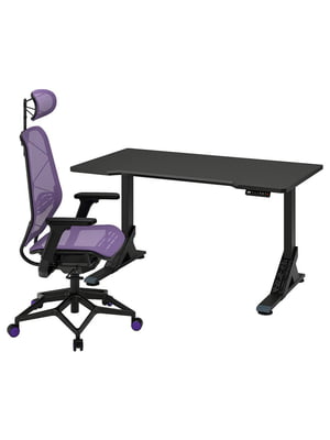 Ігровий стіл і стілець чорний/фіолетовий 140х80 см | 6693773