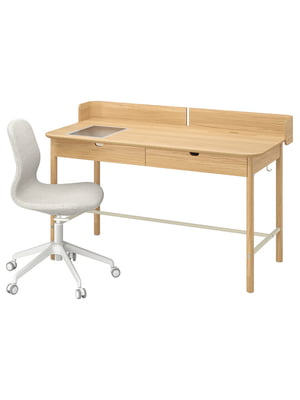 Письмовий стіл і стілець дуб бежевий/білий | 6693778