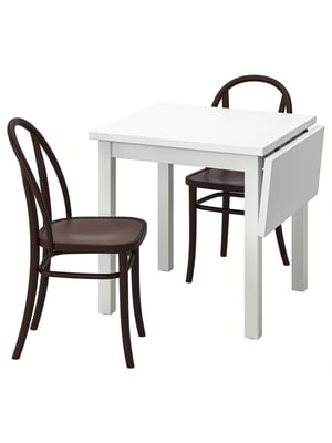 Стіл та 2 стільці білий/темно-коричневий 74/104 см | 6693801