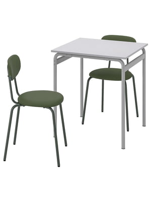 Стіл і 2 стільці сірий/Remmarn темно-зелений 67 см | 6693808