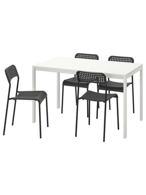 Стіл та 4 стільці білий/чорний 125 см | 6693822