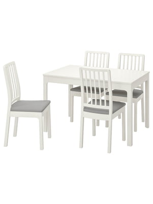 Стіл і 4 стільці білий/Orrsta світло-сірий 120/180 см | 6693846
