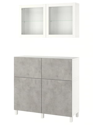 Комбінація для зберігання з дверцятами/шухлядами, білий Kallviken/Stubbarp/світло-сірий ефект бетону, 120х42х213 см  | 6693914