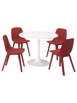 Стіл та 4 стільці білий/червоний 103 см | 6693922