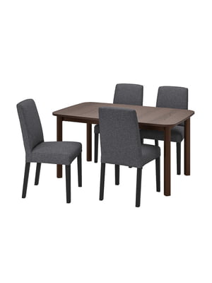 Стіл і 4 стільці коричневий/Гуннаред середньо-сірий 150/205/260 см | 6693923