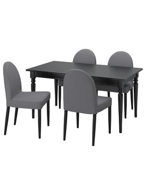 Стіл і 4 стільці чорний чорний/сірий Vissle 155/215 см | 6693929
