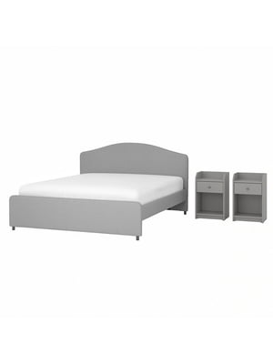 Набір меблів для спальні 3 предмети Vissle сірий 140х200 см | 6693933