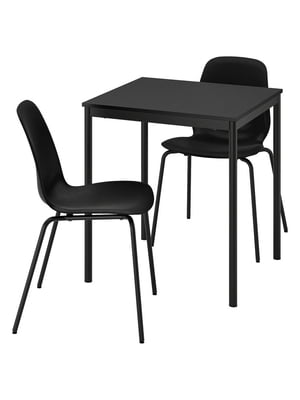 Стіл та 2 стільці чорний/чорний/чорний/чорний 67х67 см | 6693952