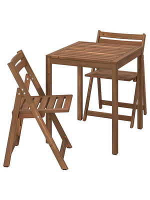 Садовий стіл і 2 розкладні стільці світло-коричнева морилка | 6693959