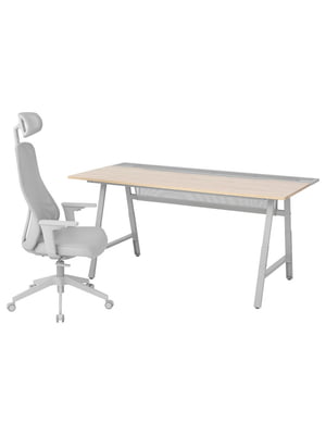 Ігровий стіл і стілець ефект попелу/світло-сірий | 6693960