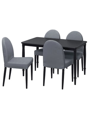Стіл і 4 стільці чорний/сірий Vissle 130 см | 6693963