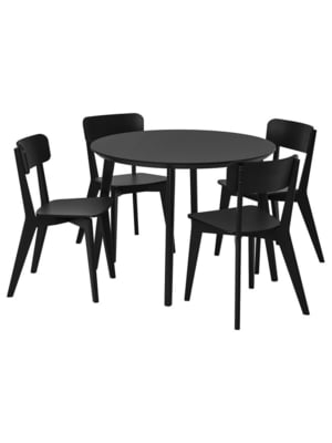 Стіл та 4 стільці чорний/чорний 105 см | 6693967