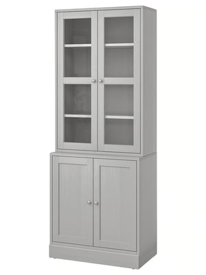 Комбінація зі скляними дверима, сірий, 81х47х212 см  | 6693980