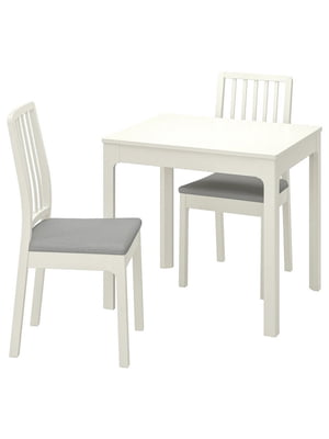 Стіл і 2 стільці білий/Orrsta світло-сірий 80/120 см | 6693986