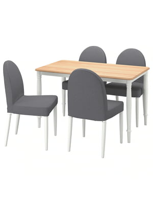 Стіл і 4 стільці шпон білого дуба/сірий Vissle 130х80 см | 6694068