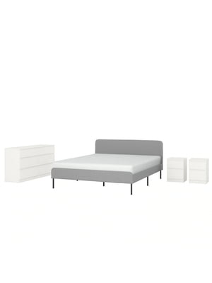 Комплект меблів для спальні 4 предмети Кніса світло-сірий/білий 140х200 см | 6694075