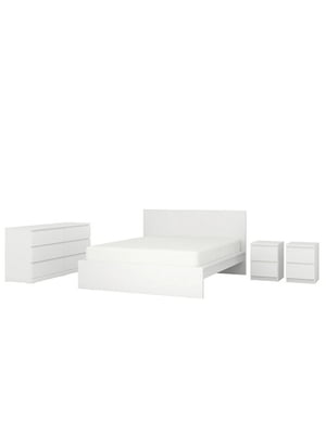 Комплект меблів для спальні 4 предмети білий 140х200 см | 6694081