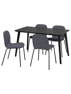 Стіл і 4 стільці чорний/Gunnared середньо-сірий чорний 140х78 см | 6694094