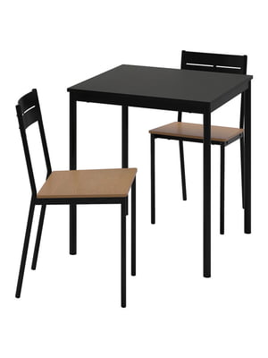 Стіл та 2 стільці чорний/чорний 67х67 см | 6694165