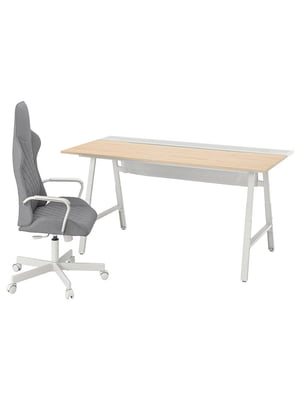 Ігровий стіл і стілець ефект попелу/сірий | 6694252