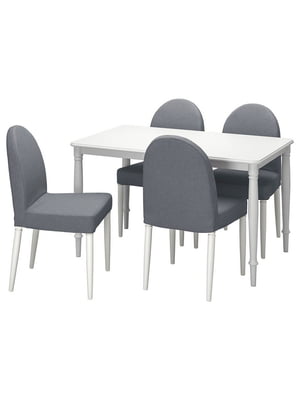 Стіл і 4 стільці білий/сірий Vissle 130 см | 6694253