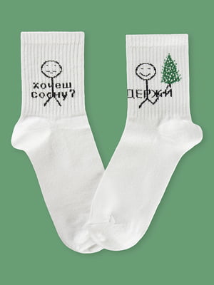 Шкарпетки білі з малюнком | 5631164