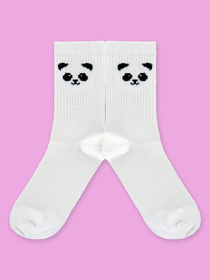 Носки белые с принтом "Панда" | 6697712