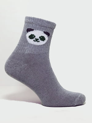 Шкарпетки сірі з принтом "Панда" | 6697713