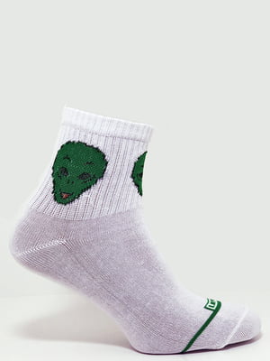 Шкарпетки білі з принтом "UFO" | 6697714