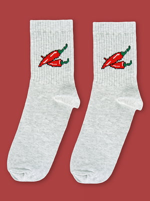 Шкарпетки білі з принтом "Перці" | 6697746