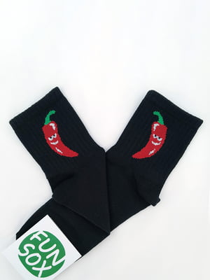 Носки черные с принтом "Перцы" | 6697749