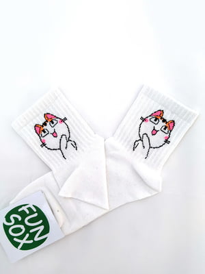 Носки белые с принтом "Коты" | 6697750