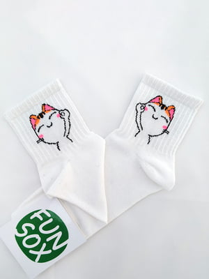 Шкарпетки білі з принтом "Коти" Кіт (ок) | 6697751
