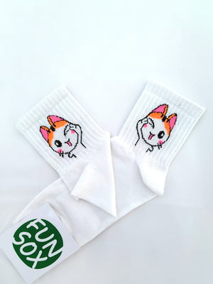 Носки белые с принтом "Коты" Кот (подмигивает) | 6697752