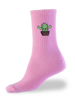 Ароматизовані шкарпетки рожевого кольору з принтом "Кактус" Premium Рожевий | 6697757