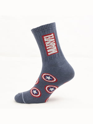 Ароматизовані шкарпетки сірого кольору із принтом "MARVEL Щит" Premium Сірий | 6697763