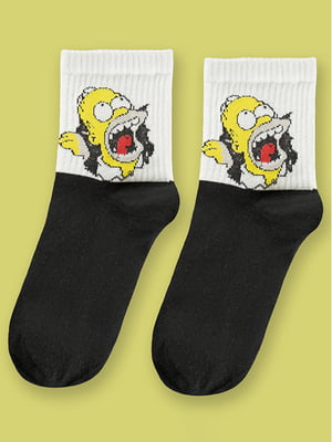 Носки черно-белые с принтом "Симпсоны Гомер " | 6697765