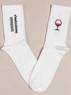Шкарпетки білі з принтом "Шалена імператриця" | 6697766