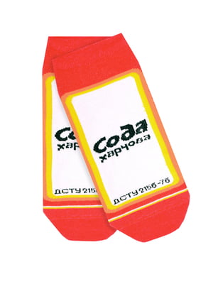 Шкарпетки з бавовни з оригінальним принтом "Сода" | 6697804