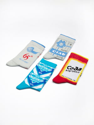 Набір коротких шкарпеток із оригінальними принтами "Продуктовий набір" (4 пари) | 6697807