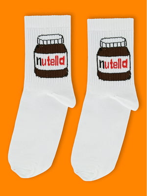 Шкарпетки білі з принтом "Нутелла" | 6697810