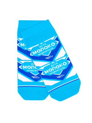 Короткі шкарпетки з бавовни з оригінальним принтом "Згущене молоко" | 6697816