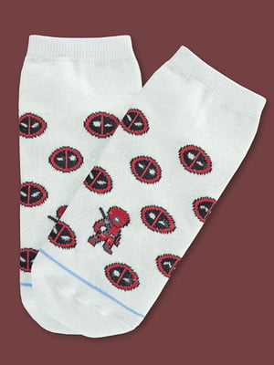Носки белые короткие с принтом "Deadpool" | 6697851