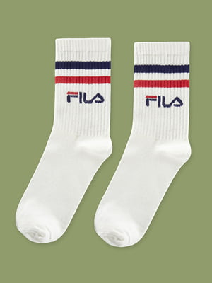 Чоловічі шкарпетки білі спортивні з принтом "Fila" | 6697856