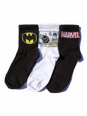 Набір шкарпеток з принтом "Супергерої" 3 пари | 6697874