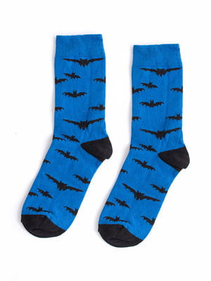 Шкарпетки сині з принтом "Летючі миші" | 6697886