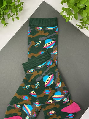 Шкарпетки камуфляжного кольору з принтом "Космос тарілки" | 6697892