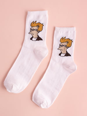 Шкарпетки білі з принтом "Футурама Фрай" | 6697974
