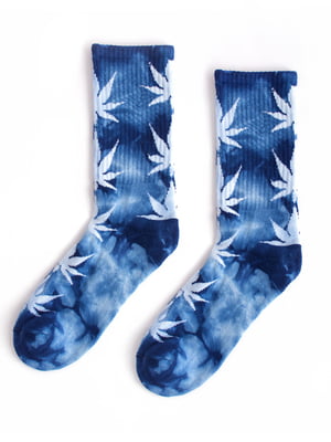 Шкарпетки сині з принтом "Конопля" | 6698012